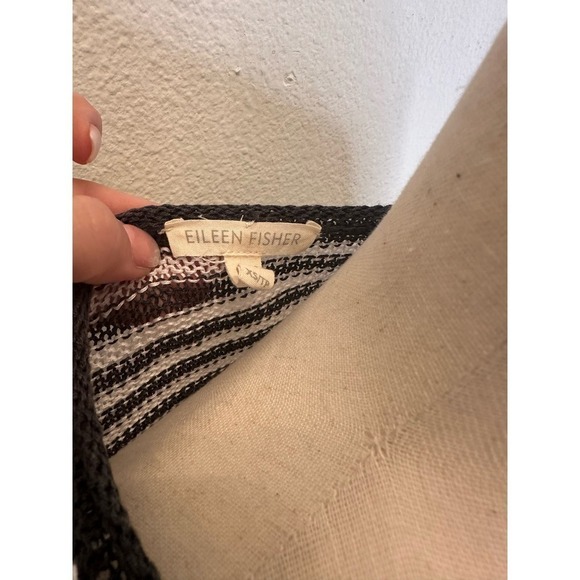 Eileen Fisher Organic Linen Knit Striped Round Neck Tunic, Xsmall B74 - Picture 6 of 6